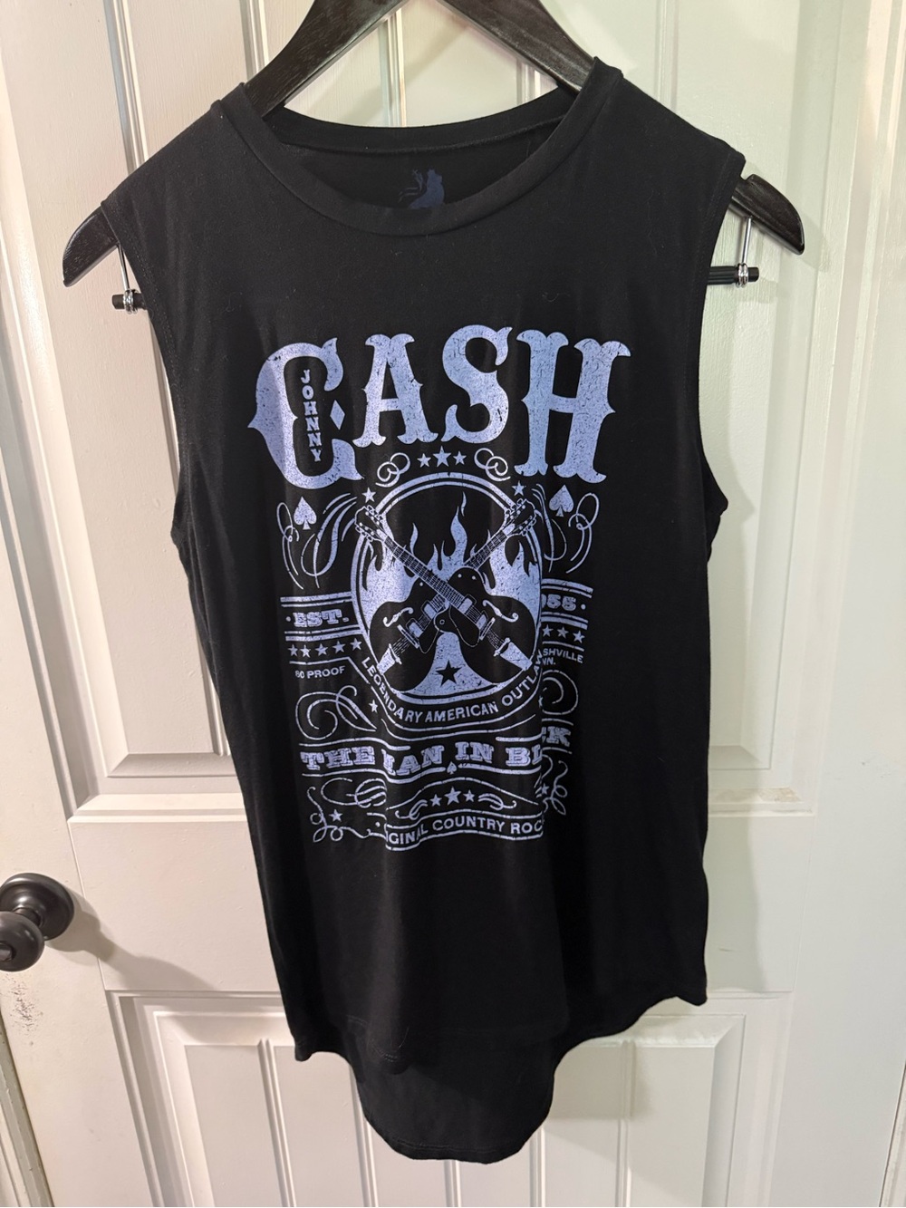 Zion Rootswear Black Muscle Tee with Light Blue Cash Graphic